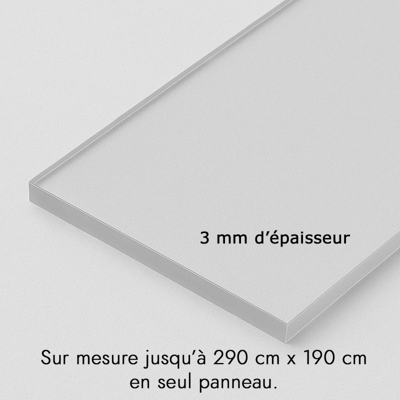 Plaque transparente sur mesure en plexiglass - épaisseur 3 mm Plaque transparente sur mesure en plexiglass - épaisseur 3 mm